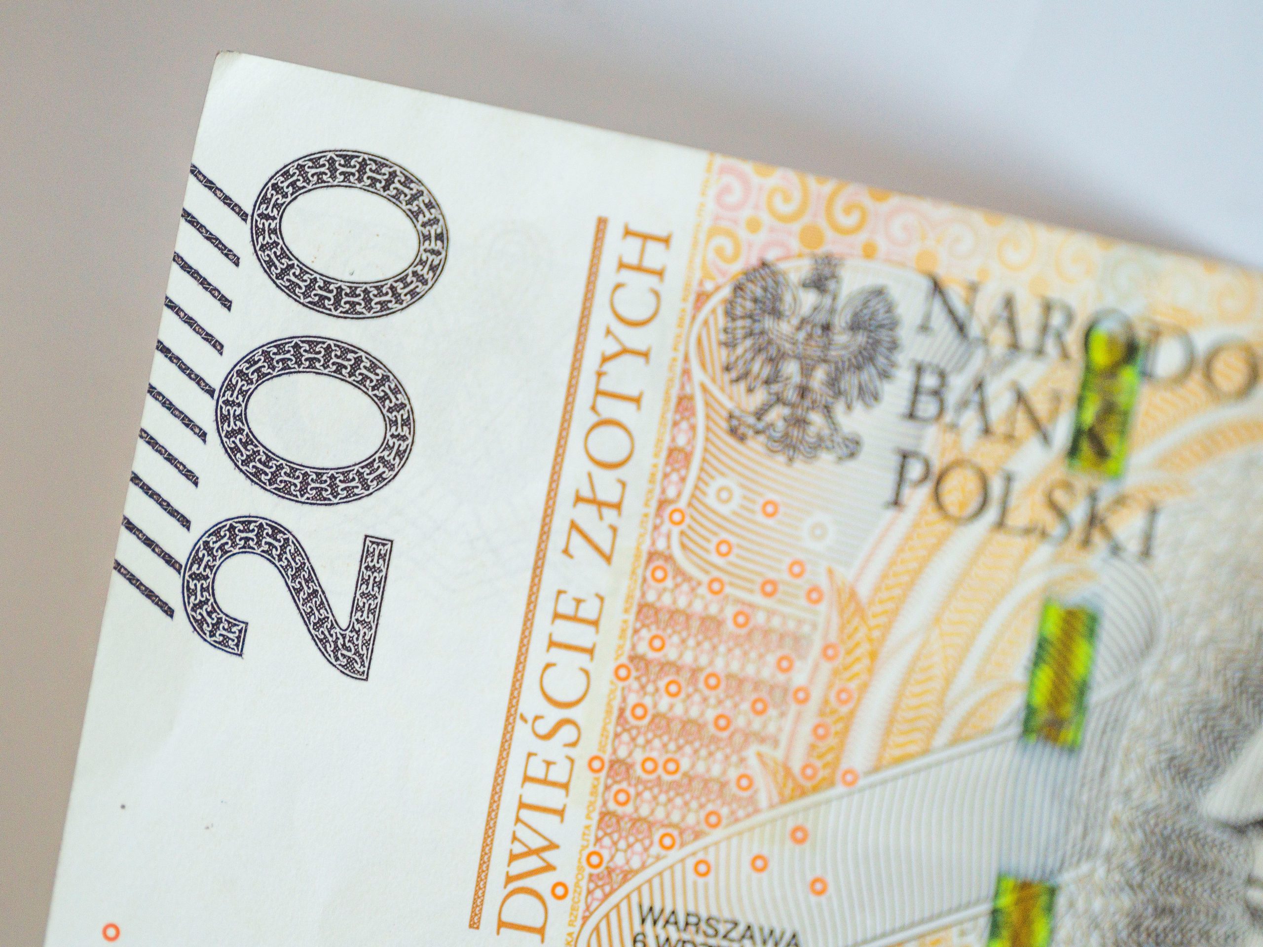 Billet de 200 zlotys polonais détail de sécurité